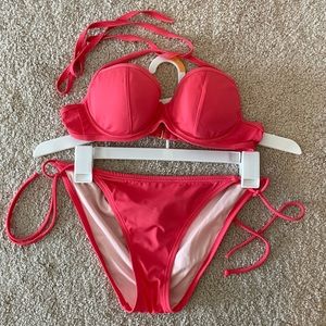 LAST CALL🌺 Victoria’s Secret Sexy Coral Push-up Halter Bikini